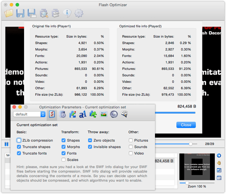 optimize SWF files